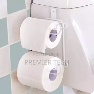 Metallic Double Tissue Holder Placed Over Door