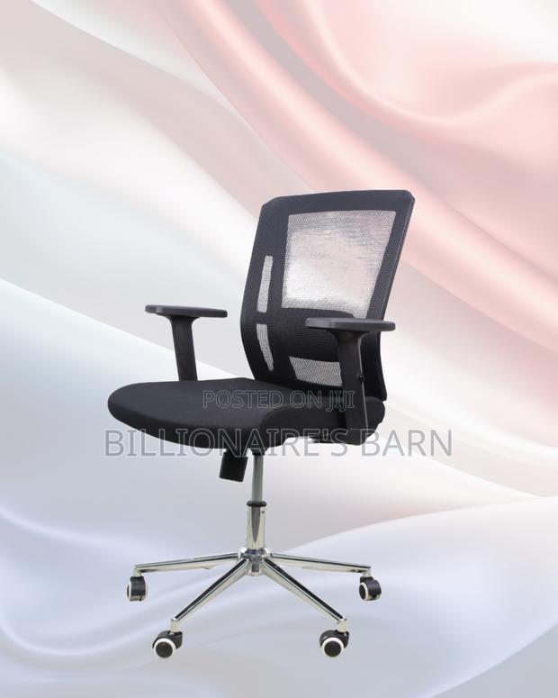 Ergonomic Mid-Back Chair With Chrome Base | Chrome Base, Modern Look - thumbnail 2