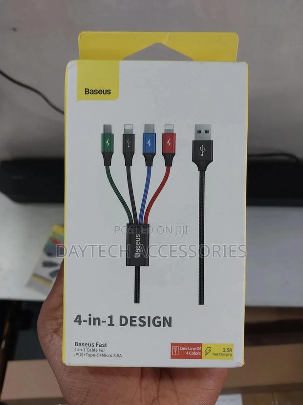 Baseus 4 in 1 Usb to Dual Lightning, Type C and Micro Charging Cable.