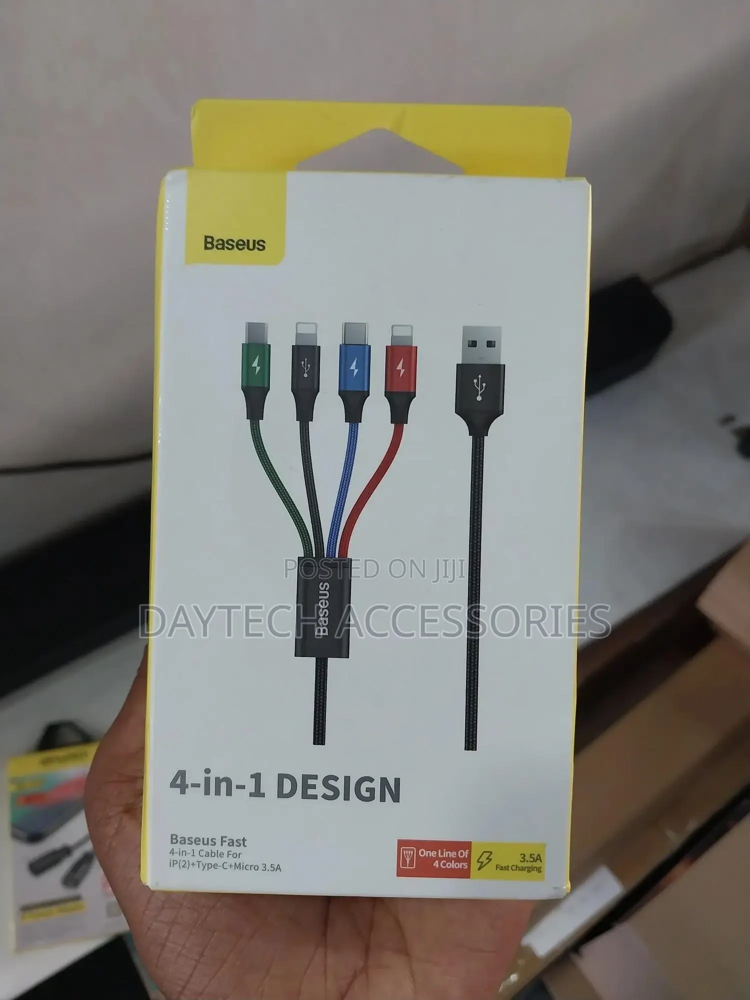 Baseus 4 in 1 Usb to Dual Lightning, Type C and Micro Charging Cable.