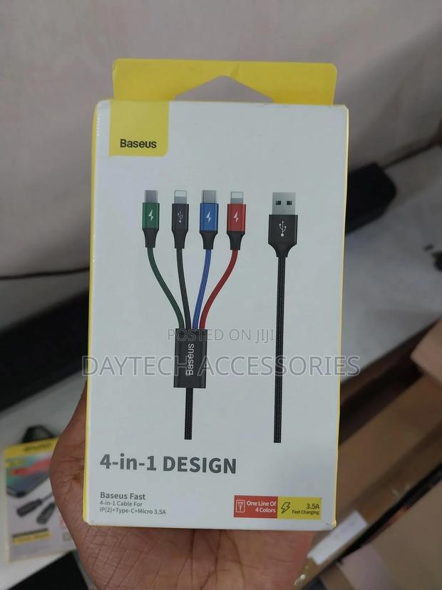 Baseus 4 in 1 Usb to Dual Lightning, Type C and Micro Charging Cable. - thumbnail 3