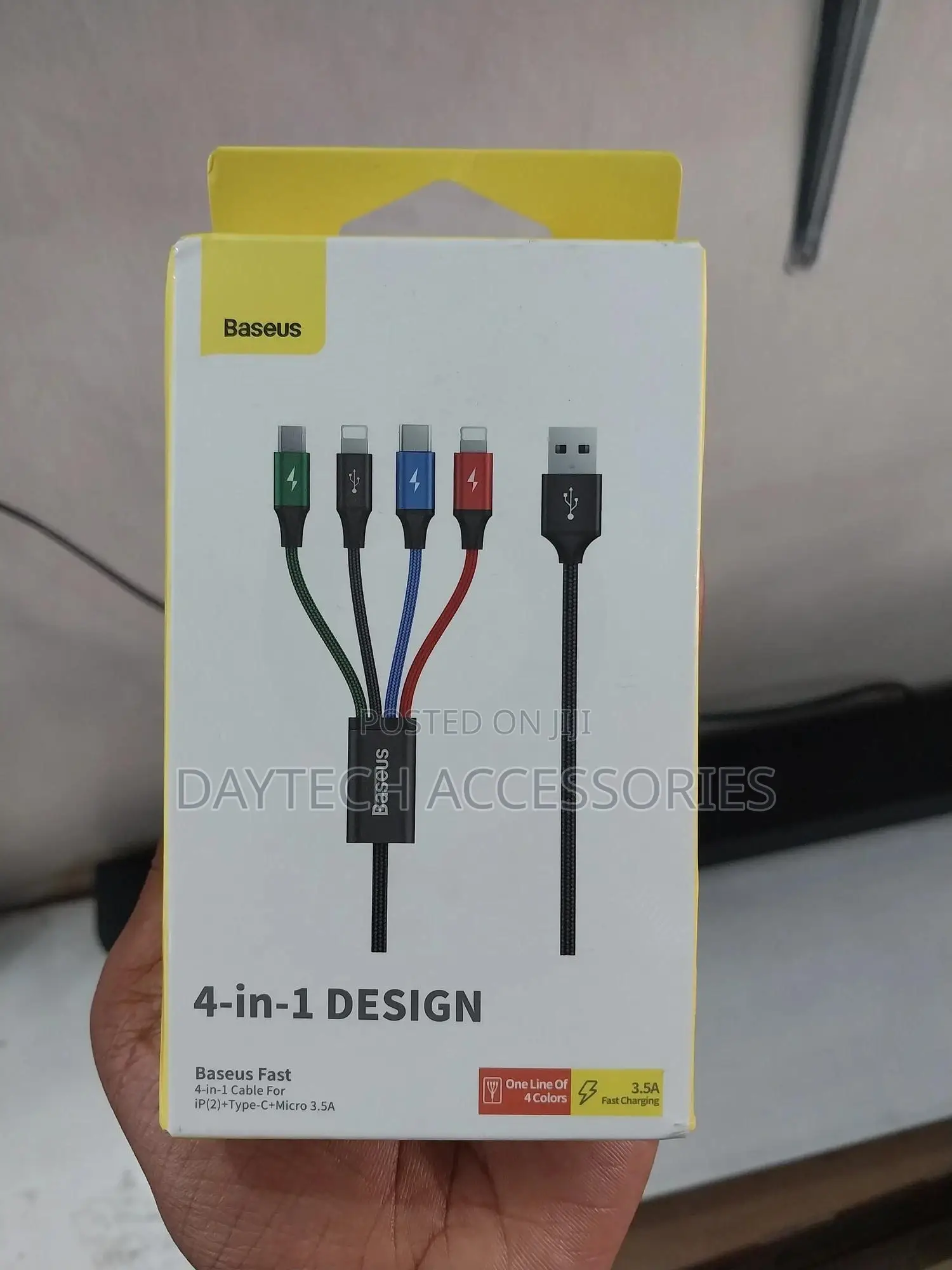 Baseus 4 in 1 Usb to Dual Lightning, Type C and Micro Charging Cable.