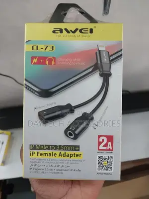 Adapter Lightning Male to Jack 3.5mm/Lightning Female - Cl-73 - Awei