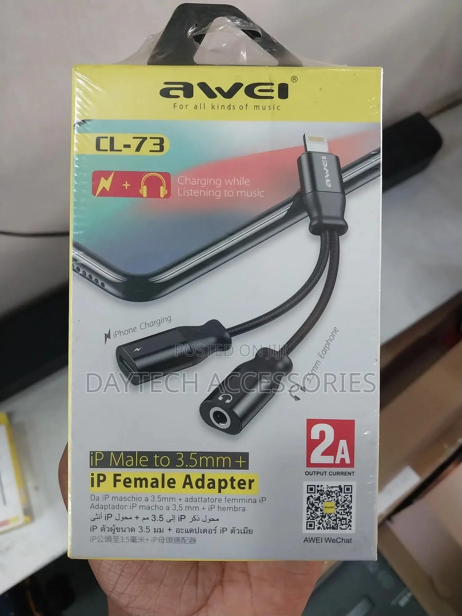 Awei Cl-73 iPhone Male to 3.5mm + iPhone Female Adapter.