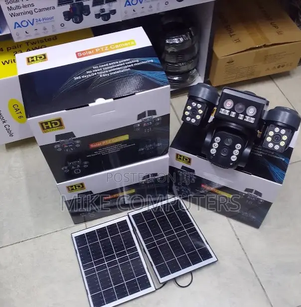 Wireless Solar Powered Ip PTZ Surveil Camera 4g Triple View