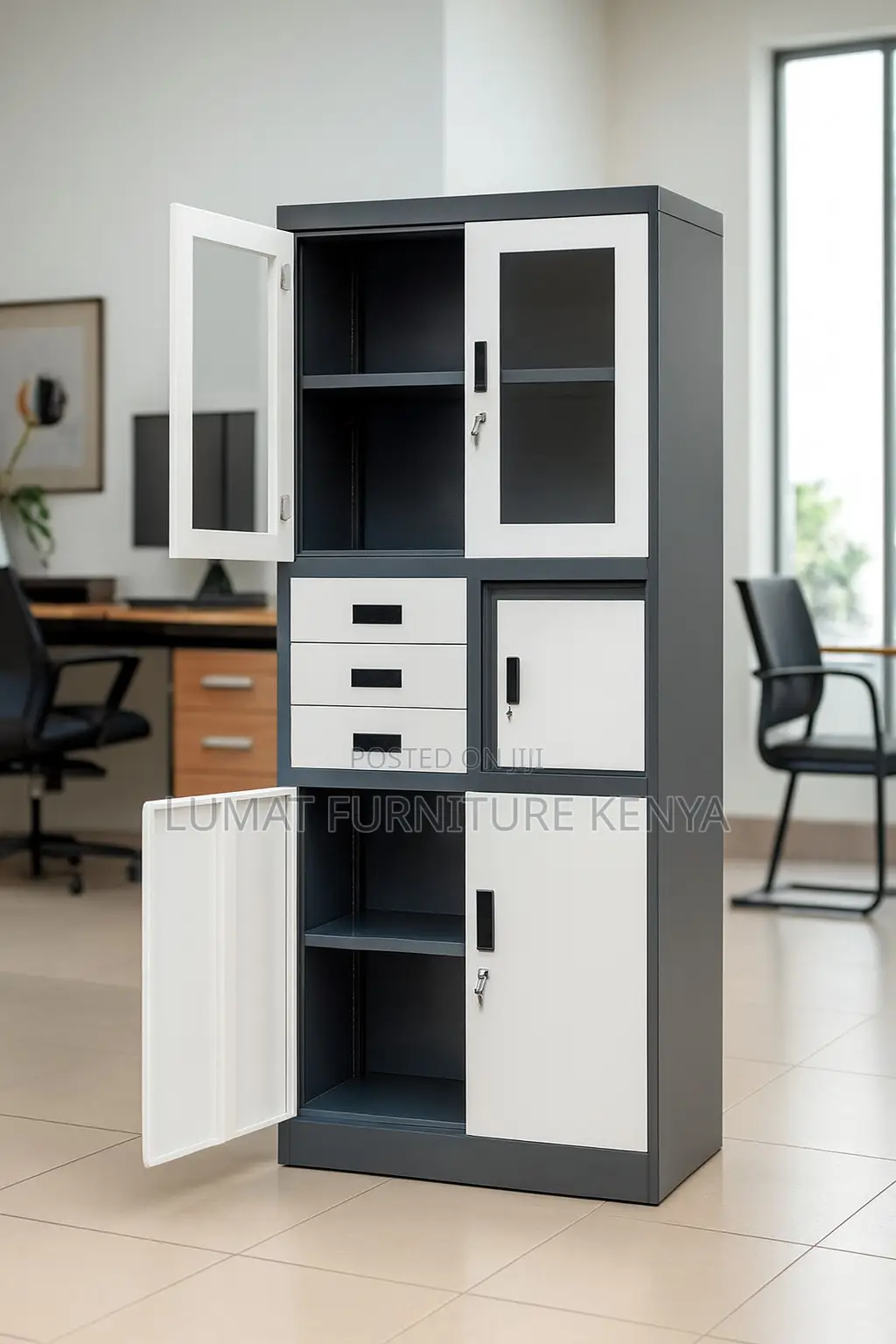 2-Door Metallic Cabinet With an Inbuilt Safe