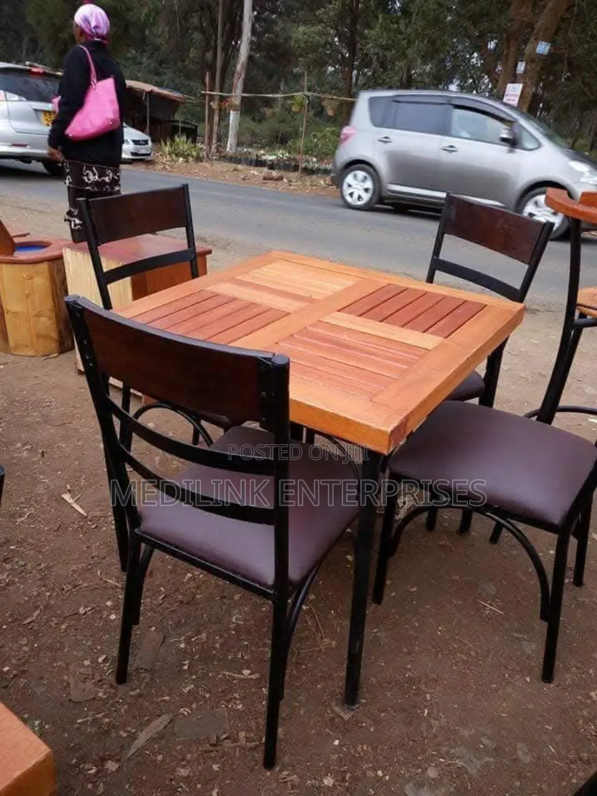 Mahogany Metallic Bars Table Set