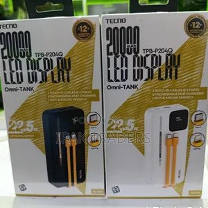 Tecno TPB-P204q 20000mah 22.5w Omni Tank Pb With Led Display - Black