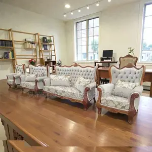 Hand Carving Antique Design 7 Seater Ex- Uk Classic Fabric Sofa Seat