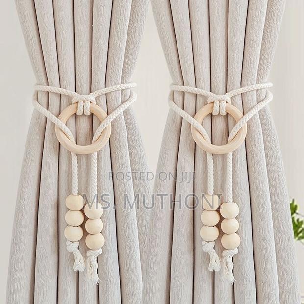 *2pcs Natural Cotton Rope Curtain Tiebacks Boho Style* - thumbnail 2