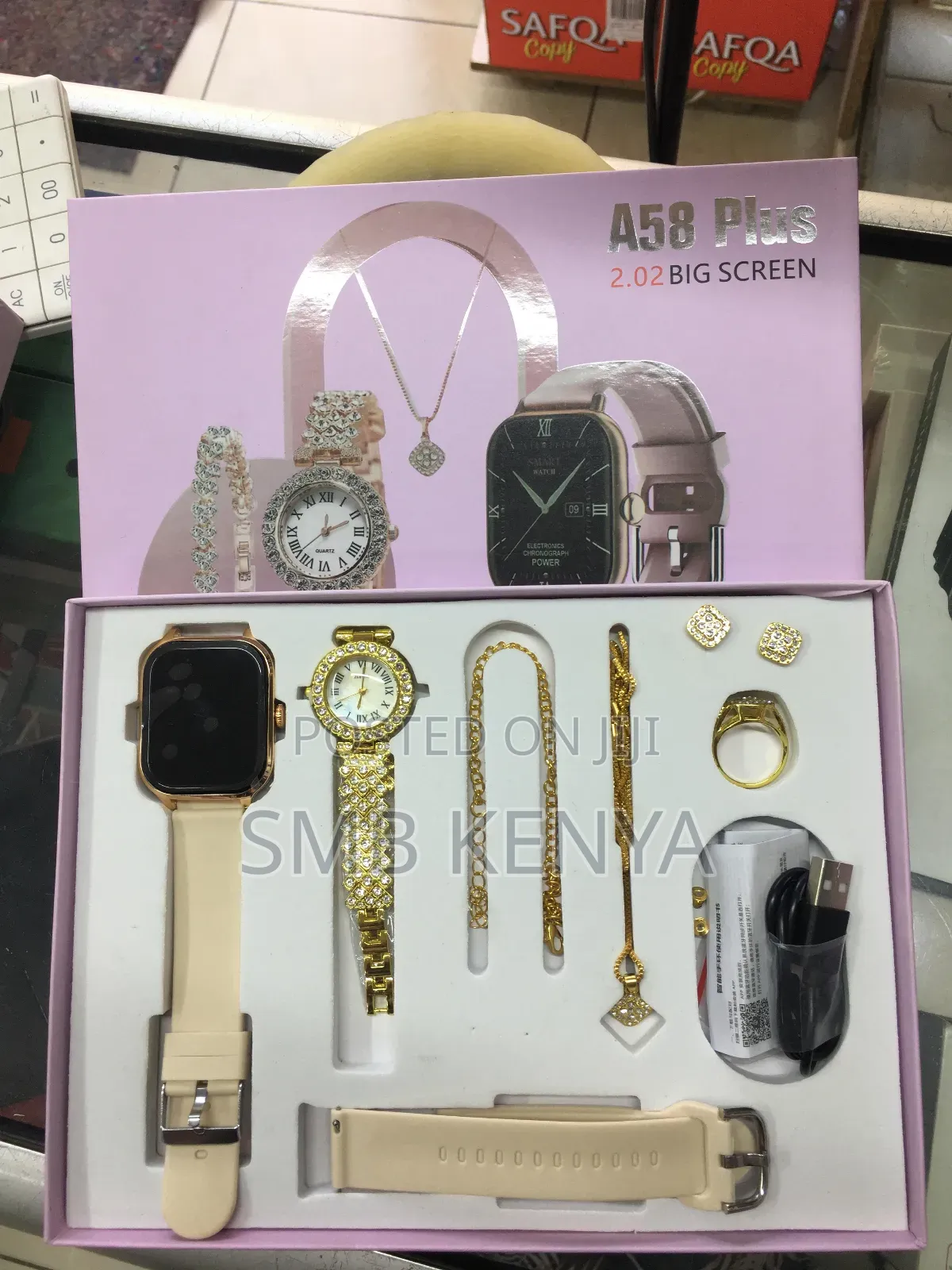A58 Plus Smartwatch & Jewellery Combo