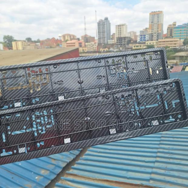 Plastic Carbon Fiber Gloss Oblong(Rectangular Plates Holder in Pairs - thumbnail 3