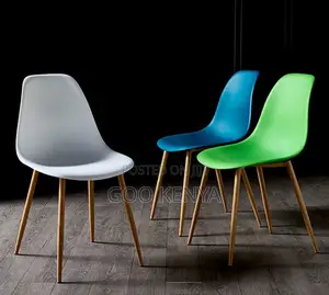 Home Chair; Stackable Chair With Durable Plastic and Wood Legs