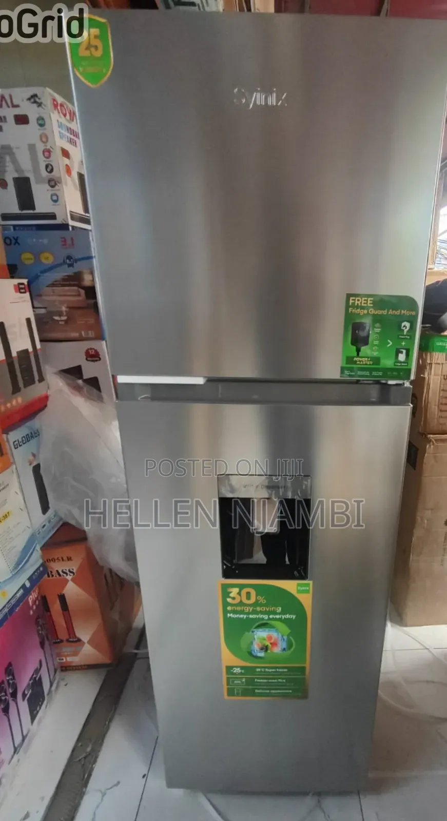 Syinix Double Door Fridge With Water Dispenser - 257litres