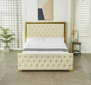 Home Bed; Durable Wooden Bed Frame With Storage and Soft Velvet Finish
