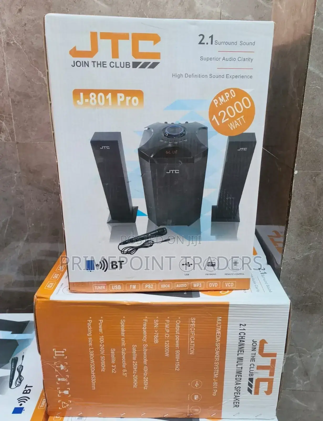JTC Mtungi 2.1ch Multimedia Sound System – Wireless Bluetooth Usb