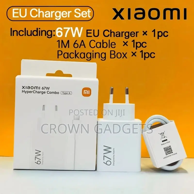 Original Xiaomi 67w Fast Charger + Type-C Cable | Super Charge