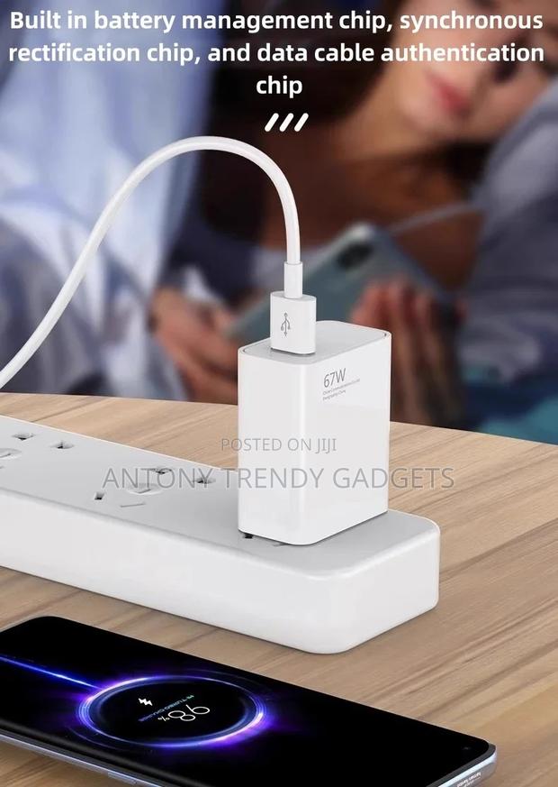 67w Usb-c Fast Charger For Xiaomi Redmi Note Poco With Type-c Cable - thumbnail 2