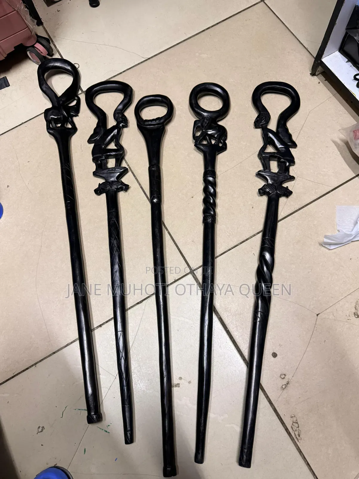 Elegant Hand-Carved African Walking Sticks