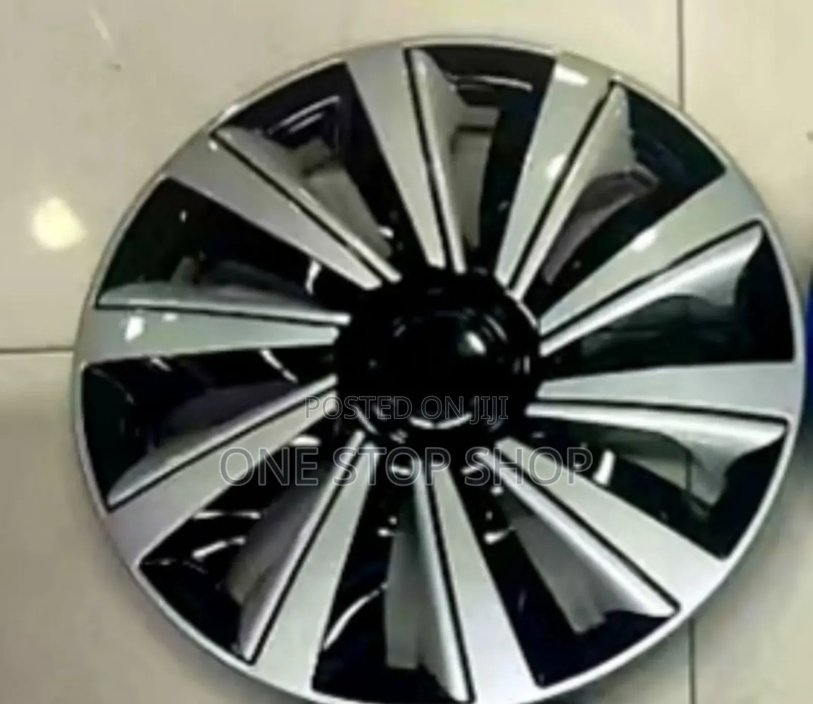 15" Silver Black Wheel Caps
