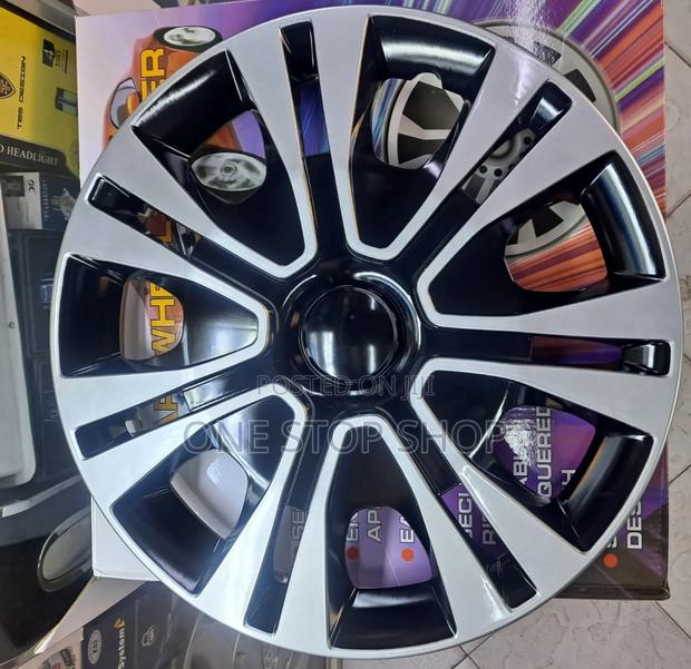 15" Unique Silver Black Sporty Wheel Caps Covers 4pcs