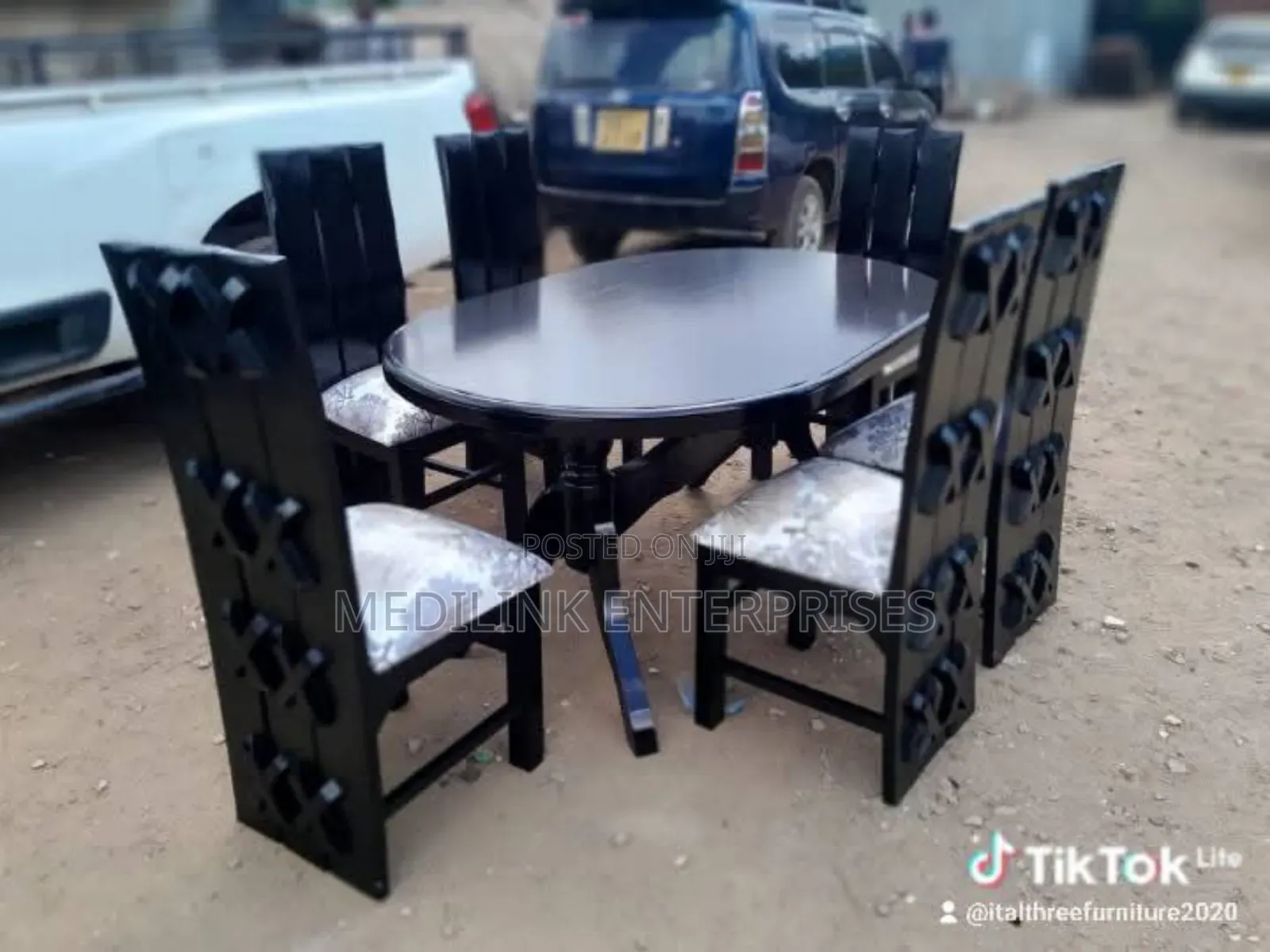 Wooden X Shaped 6 Seater Dinning Table Set