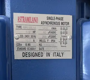 Astramilano Single Phase Electric Motor 3hp 1450rpm(Low Speed)