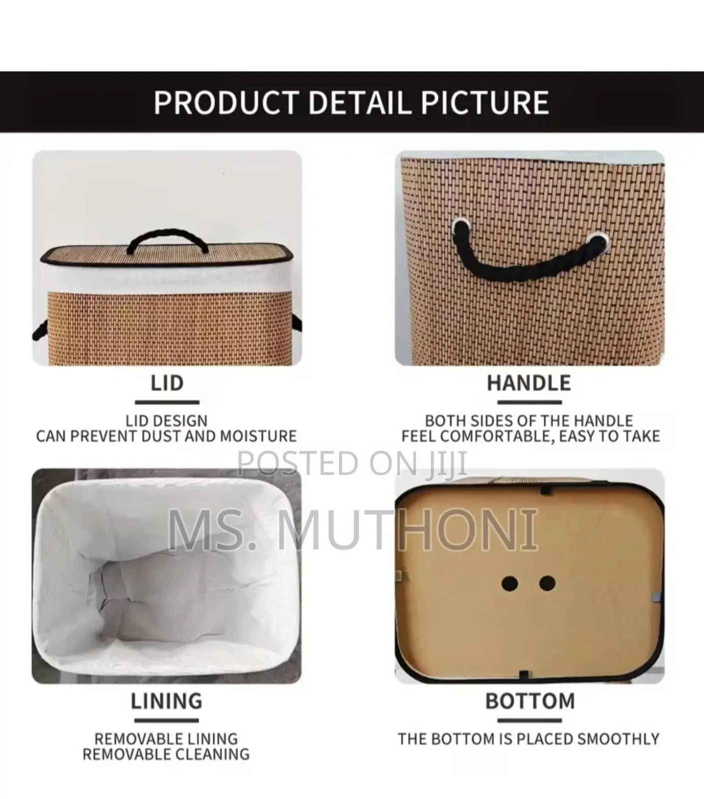 Collapsible/ Foldable Bamboo Laundry Basket