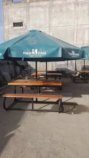 Modern Outdoor Setting (Benches and Shades)