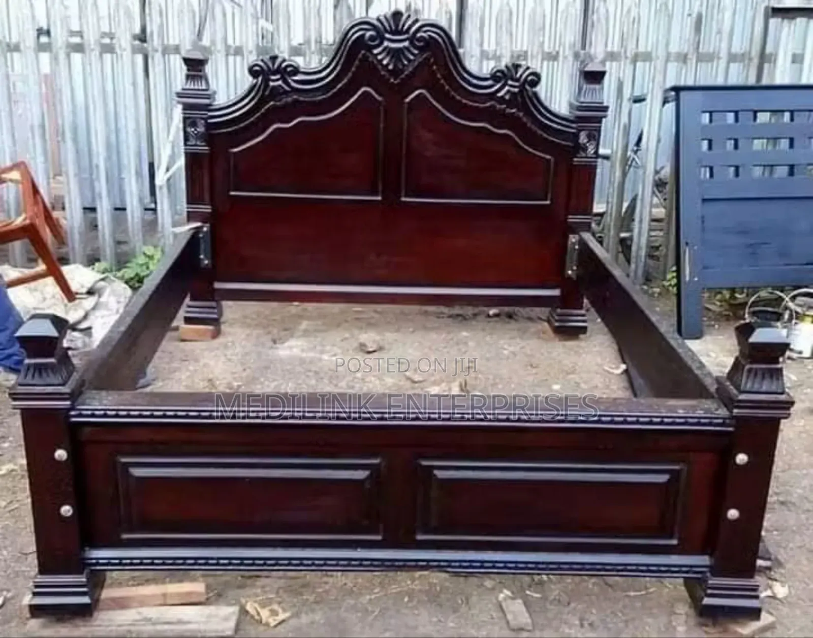 Wooden Antique Mahogany King Sized Bed