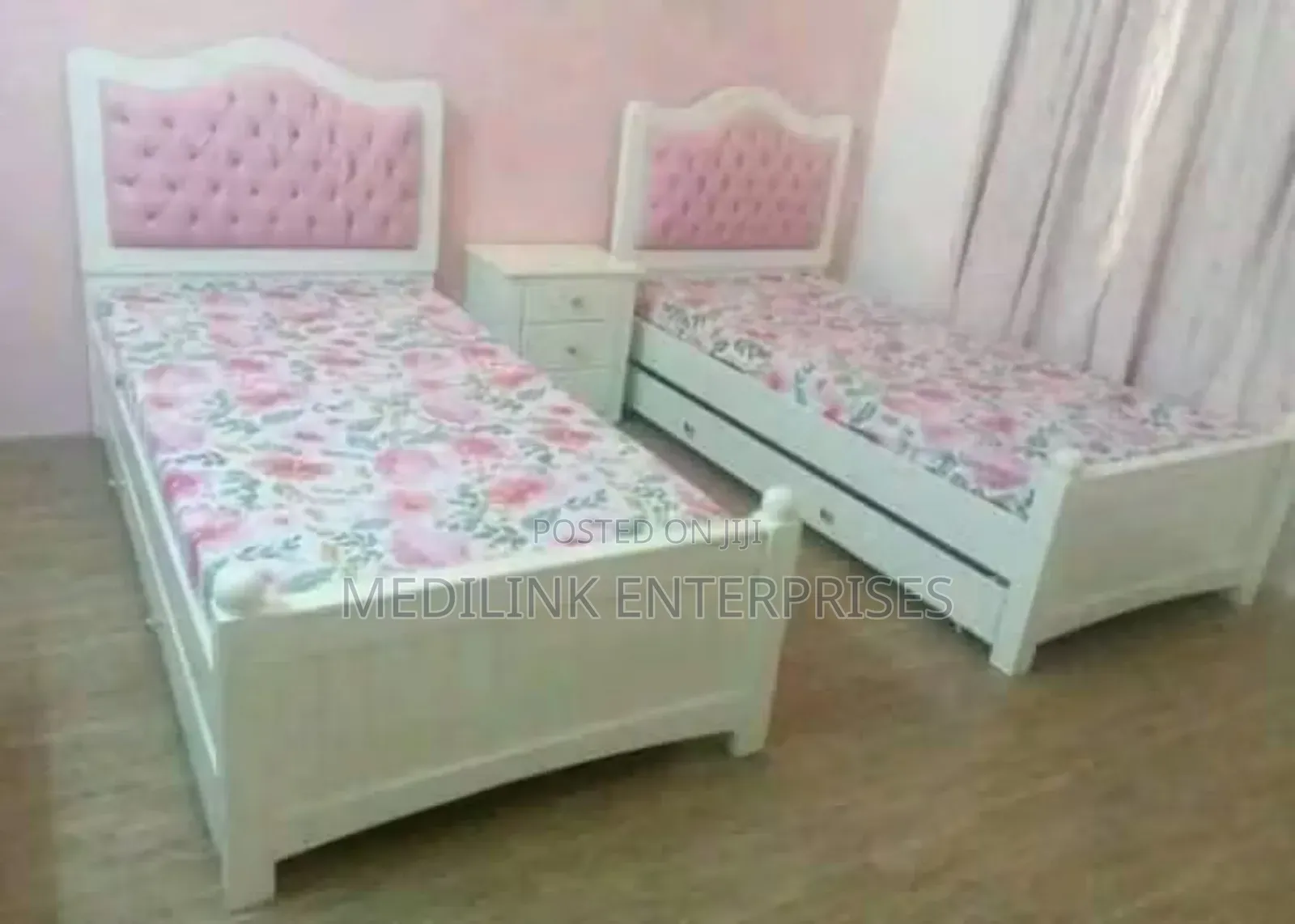 Whitish Upholstered Single Kids Bed 3*6
