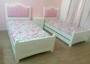 Whitish Upholstered Single Kids Bed 3*6