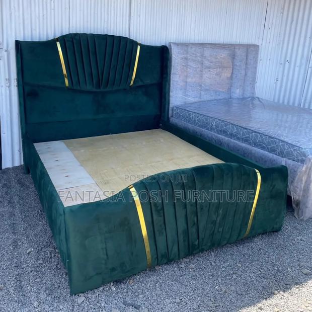 5 by 6 Green Velvet Bed - Now Available - main view