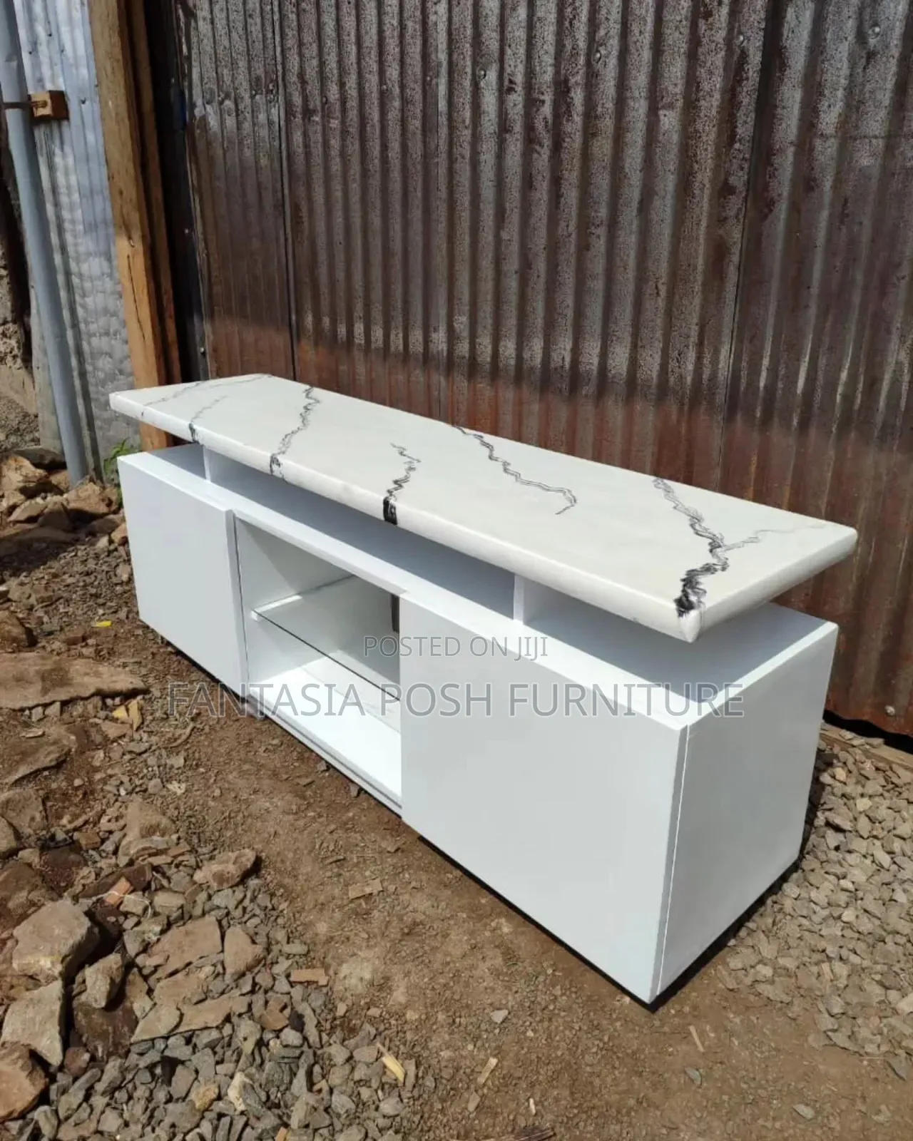 New White Tv Stand With Marble Top