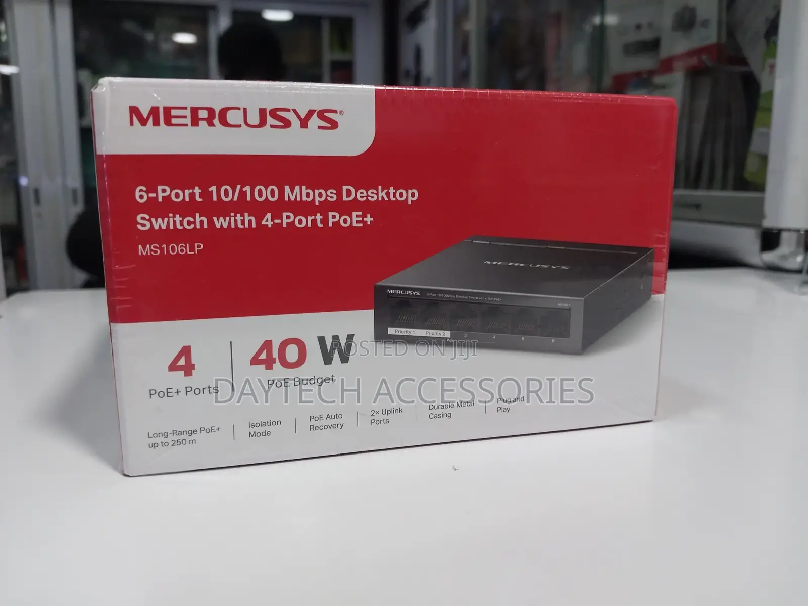 Mercusys 6 Port 10/100mbps Desktop Switch With 4 Poe+ Ports 40w Poe.
