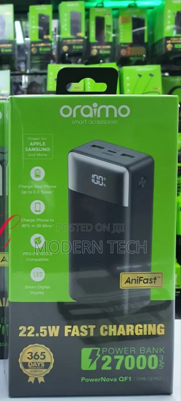 Oraimo Powernova Qf1 Opb-7270q *27000mah 22.5w* Power Bank