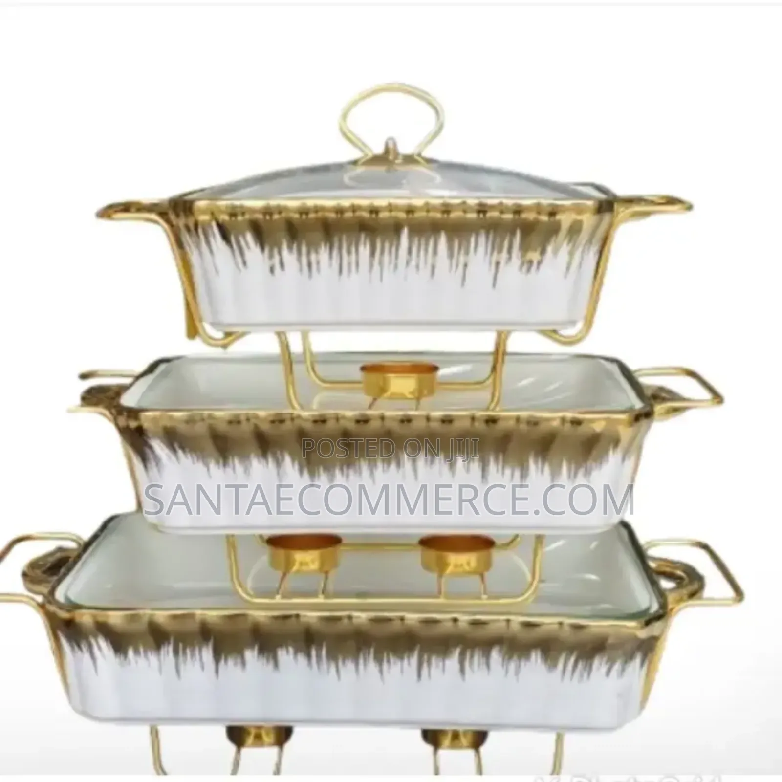 3 PCS Ceramic Food Warmers Chafing Dish Set