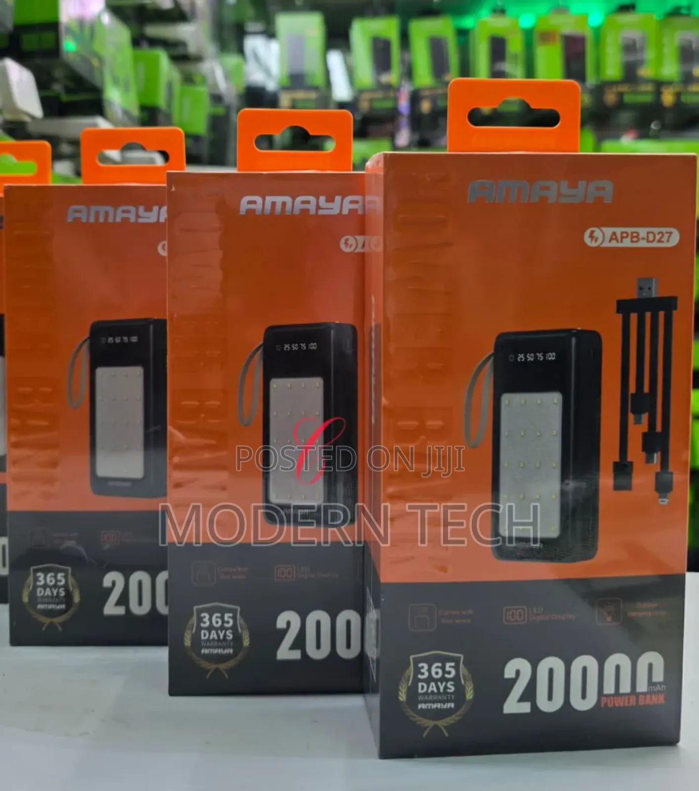 Amaya Apb-D27 20000mah Power Bank *With 4 Cables* and Outdoor Lamp