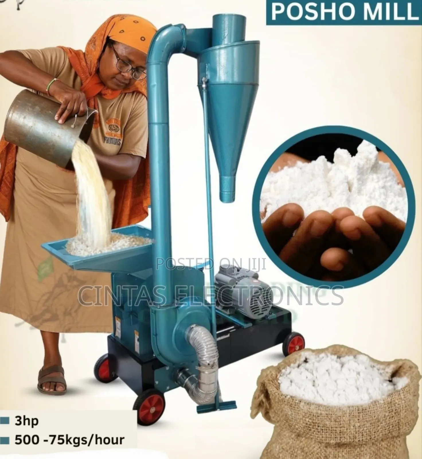 Posho Mill 3hp Machine 75_500kgs/Hr