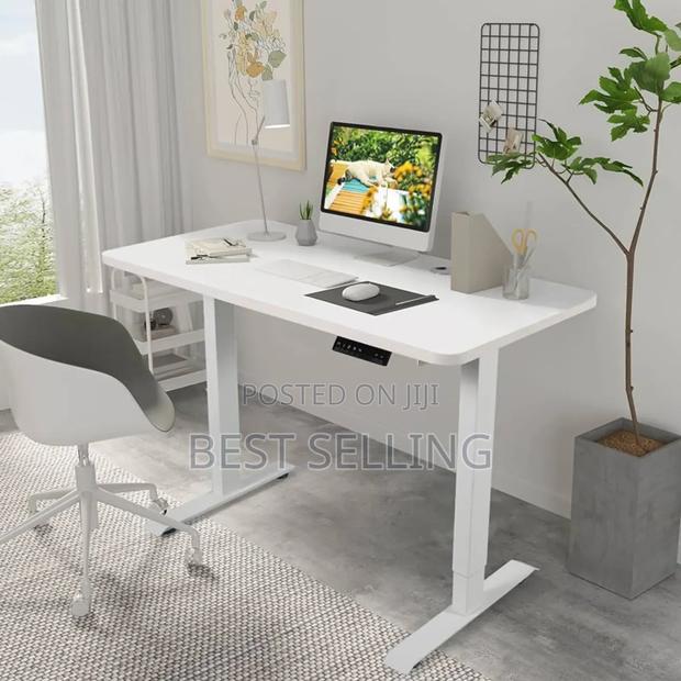 White Adjustable Electric Table - main view