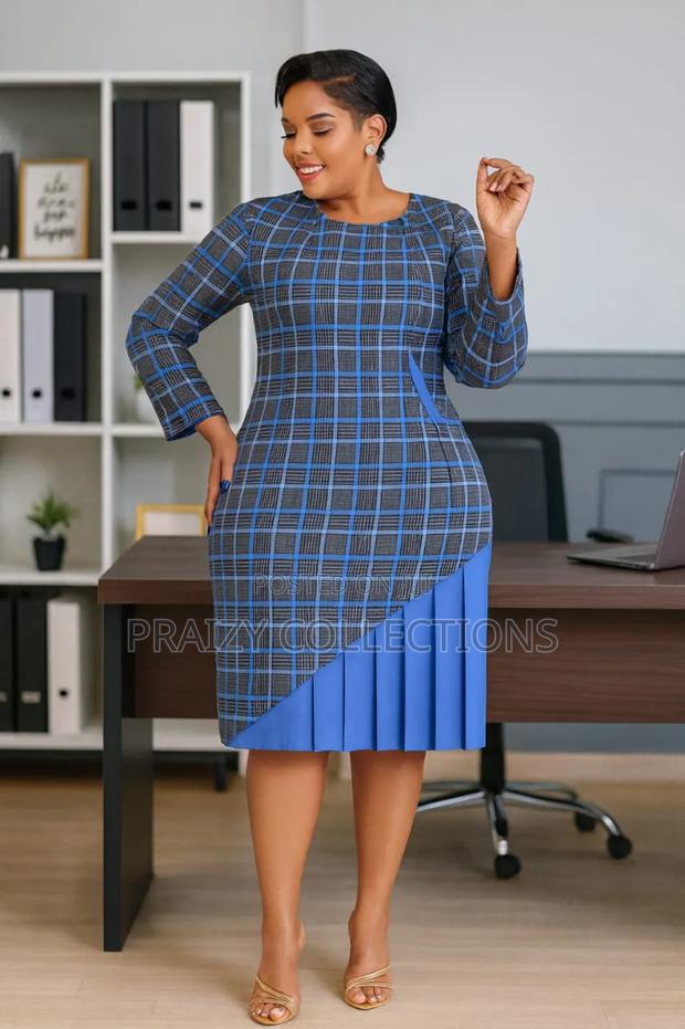 Elegant Plaid Midi Dress - thumbnail 3