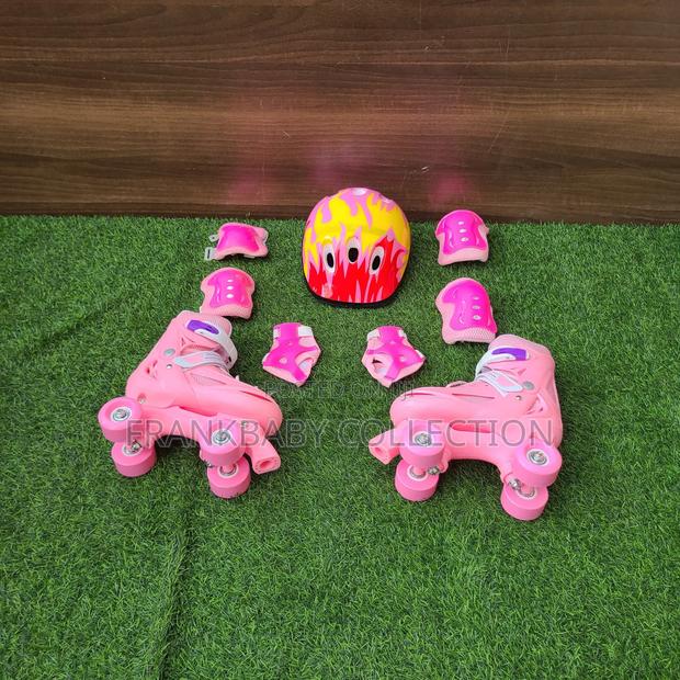 Flame Helmet Pink Skates Full Set(Adjustable)