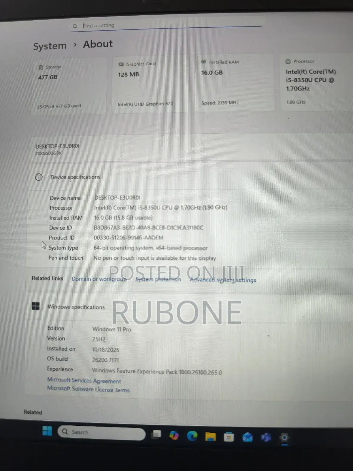 Laptop Lenovo ThinkPad T14 8GB Intel Core I7 SSD 512GB