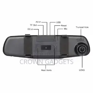 1080p Mirror Dashcam Dual Lens Car DVR With Night Vision G-Sensor
