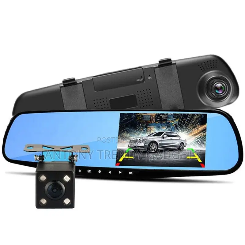 Full Hd 1080p Dual Lens Mirror Dashcam 4.3" Dvr With Night Vision