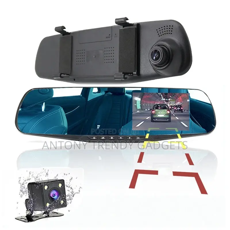 Full Hd 1080p Dual Lens Mirror Dashcam 4.3" Dvr With Night Vision
