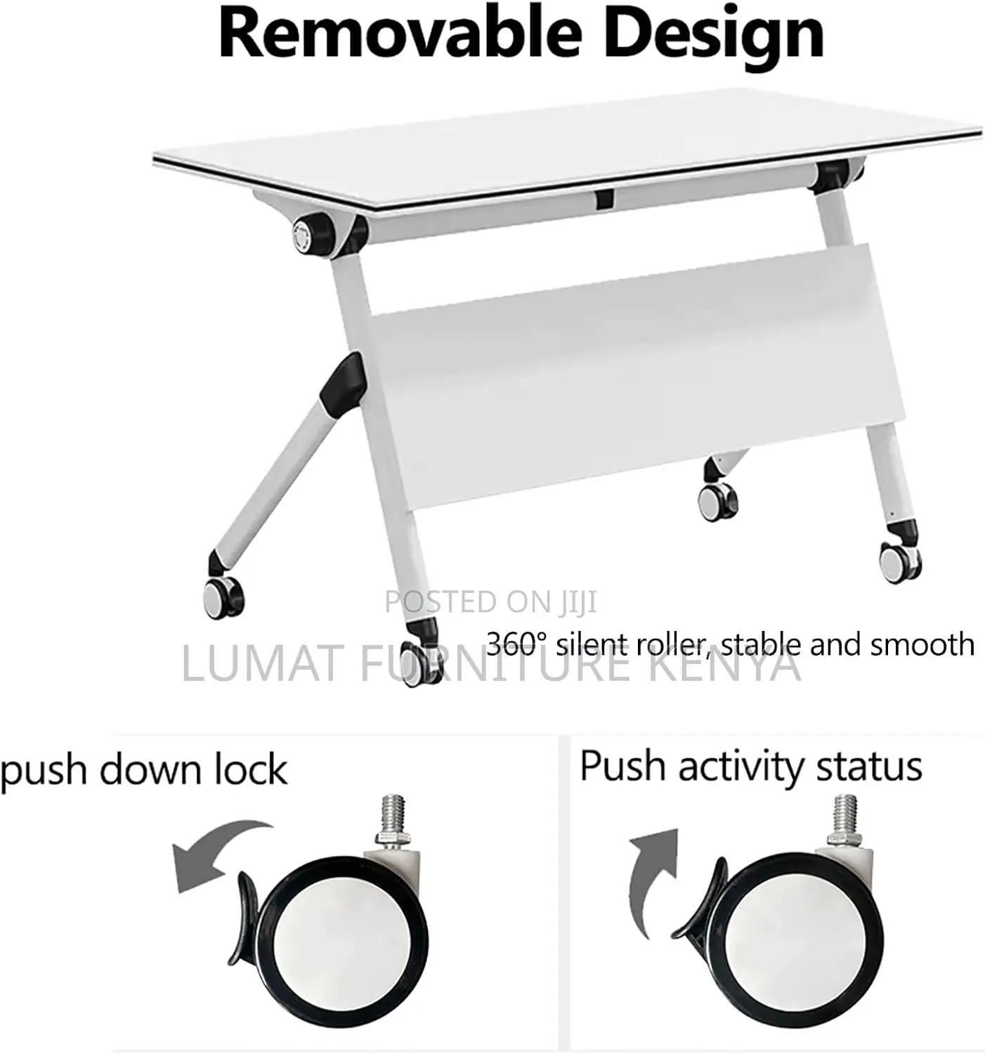 White Training Foldable Table