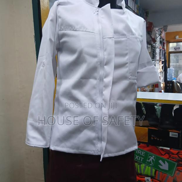Industrial White Chef Jackets Zipped Closure - main view