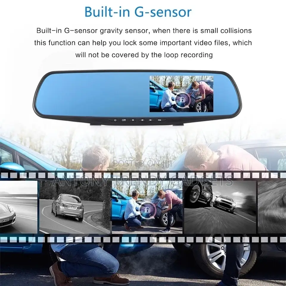 1080p Car Mirror Dvr Dual Lens Dashcam With 170° Wide Angle
