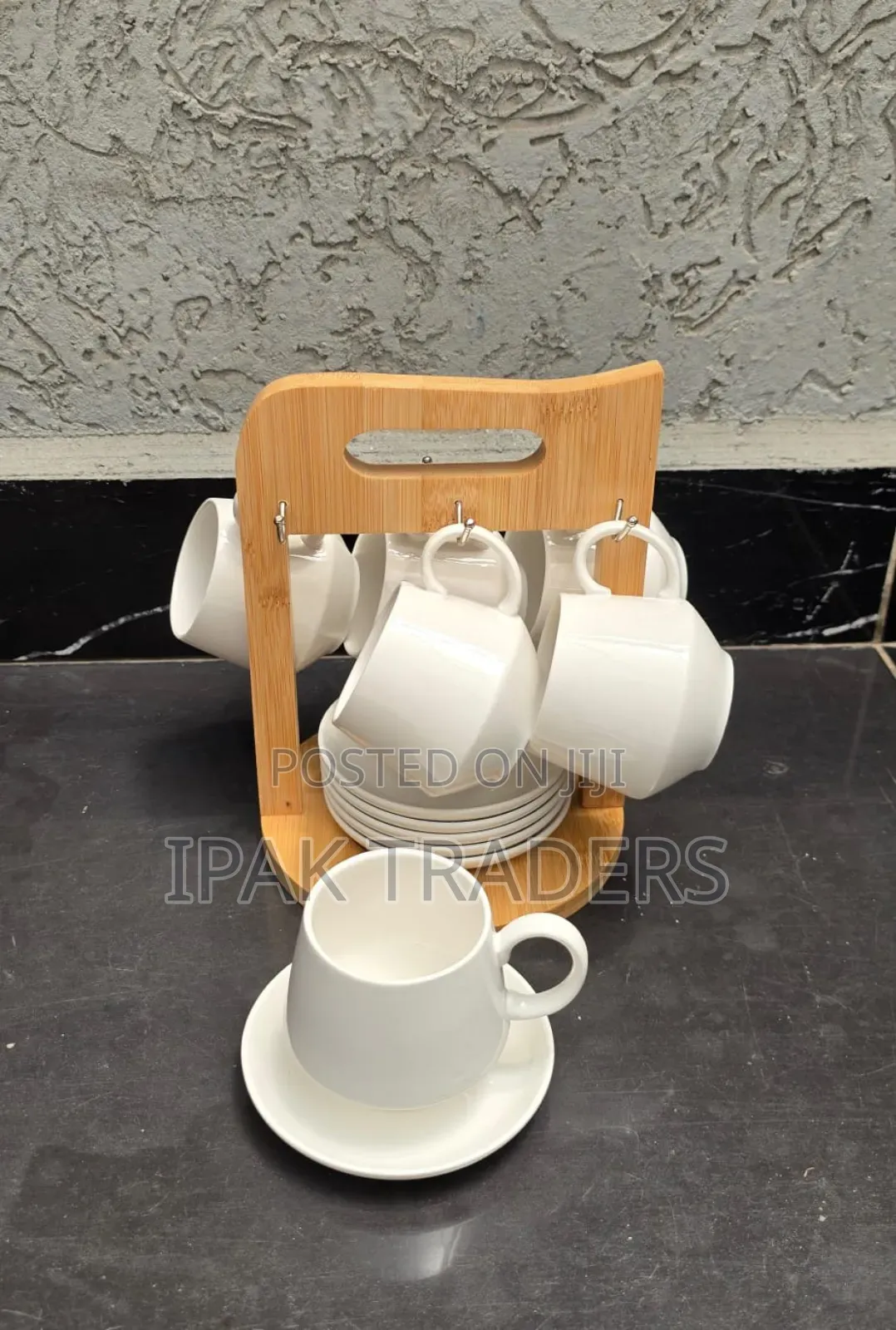 *12pc Unique Cappuccino Cups With Bamboo Stand* (Code2)
